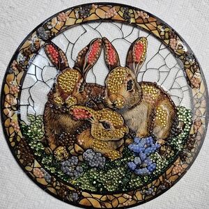 8" Round Easter Bunny Customized Acrylic With Rhinestones